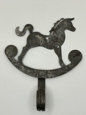 Vintage Tin Metal Rocking Hobby Horse Key Holder Wall Hanging Hook 5.25 X 4.25  