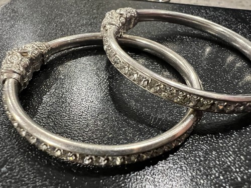 Sterling Silver HAath Baby Bangle Kada, New Baby Bracelets With Stones - Picture 3 of 24