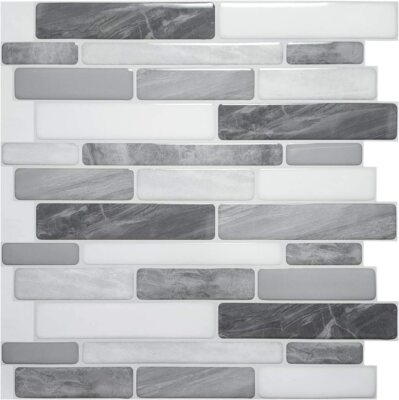 Art3d 10-Sheet Peel and Stick Backsplash for Kitchen, 12 x 12in. Marble Design