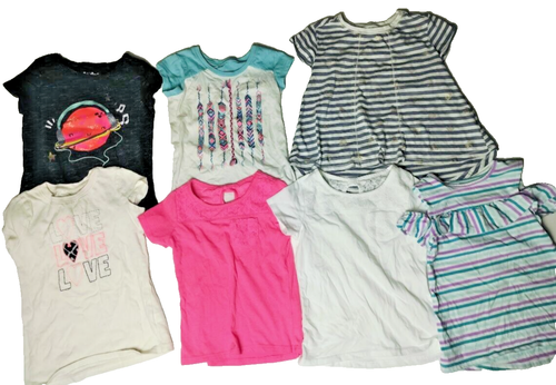 Bundle of 7 Girls' Short Sleeve Shirts Size 5, Mixed Brands - Picture 7 of 21