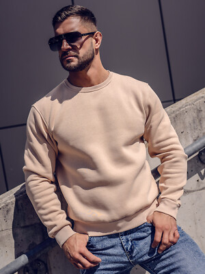 Sweatshirt Langarmshirt Pullover Rundhals Sport Unifarben Men Herren BOLF Basic
