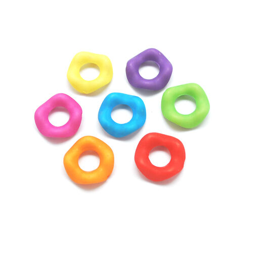 Lot of 50 Big 15mm Assorted Wavy Round Acrylic Donut Rondelle Beads w/ 6mm Hole - Photo 1/1