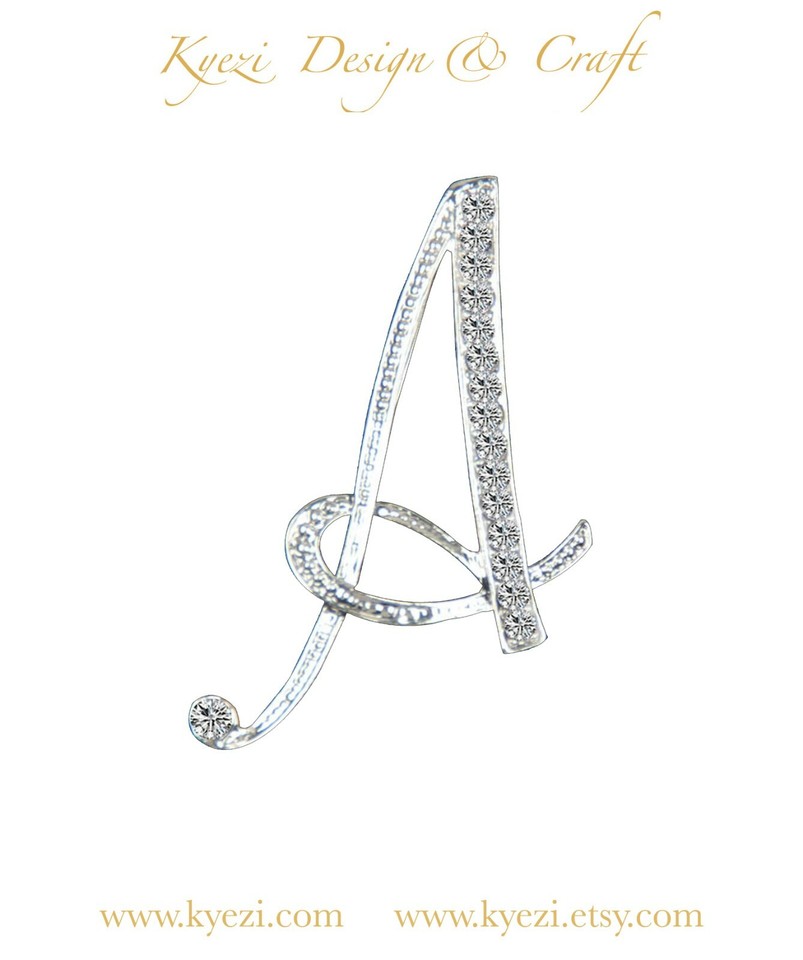 Silver Crystal Initial Letter Brooch Pin - A-Z Alphabet Rhinestone Lapel Badge For Gifts - View #11