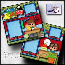 SCHOOL  boy  teacher 2 premade scrapbooking pages paper printed layout CHERRY