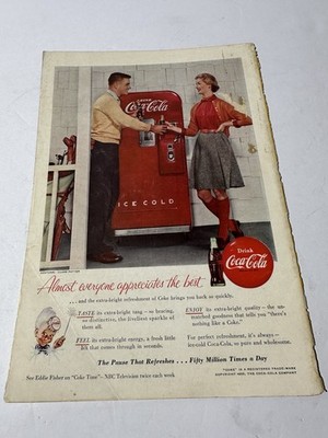 1955 Coca-Cola Nat Geo Ad  Almost Everyone Appreciates the Best  Vending Machine