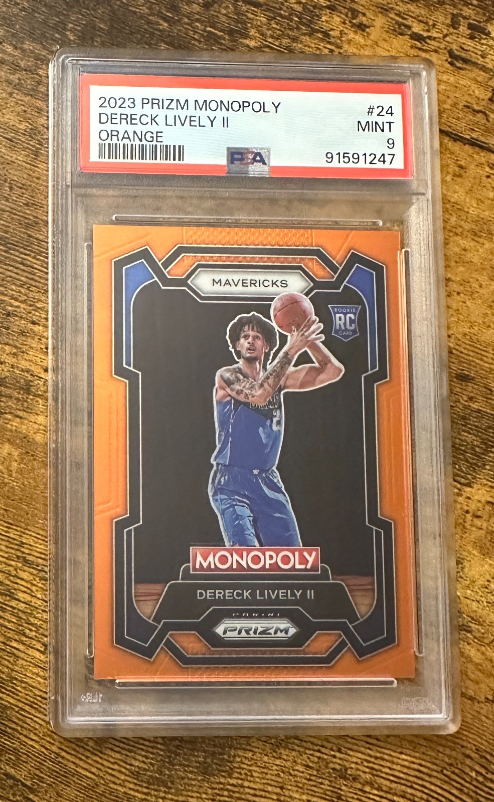 2023 Panini Prizm Orange Monopoly #24 Dereck Lively II /124 RC PSA 9 #S5397