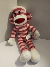 2012 maxx the pink striped bendable sock monkey plush with tags 15" tall