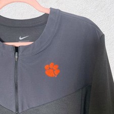 Nike Men L Clemson Tigers Blade Collar 1/4 Zip Pullover Sweatshirt Football Gray