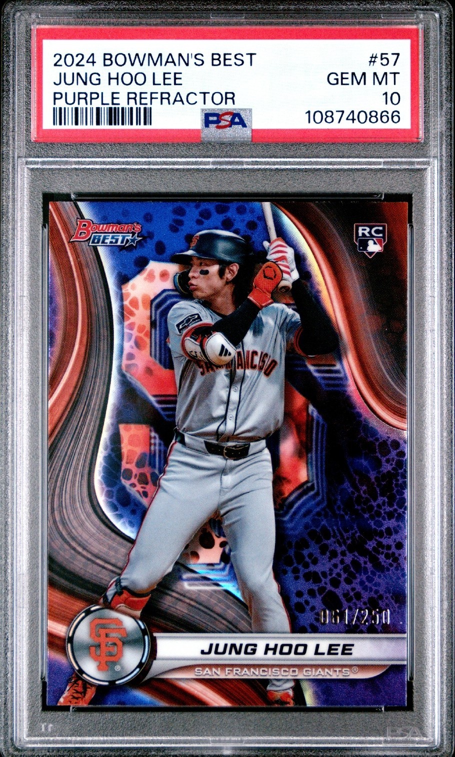 2024 Bowman's Best Jung Hoo Lee RC Purple Refractor Rookie #/250 Giants PSA 10