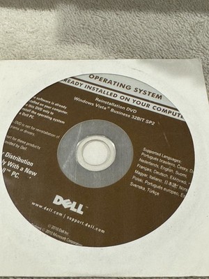 Dell Reinstallation DVD Win Vista Business 32bit SP2 - CD ONLY NEW/SEALED!!!