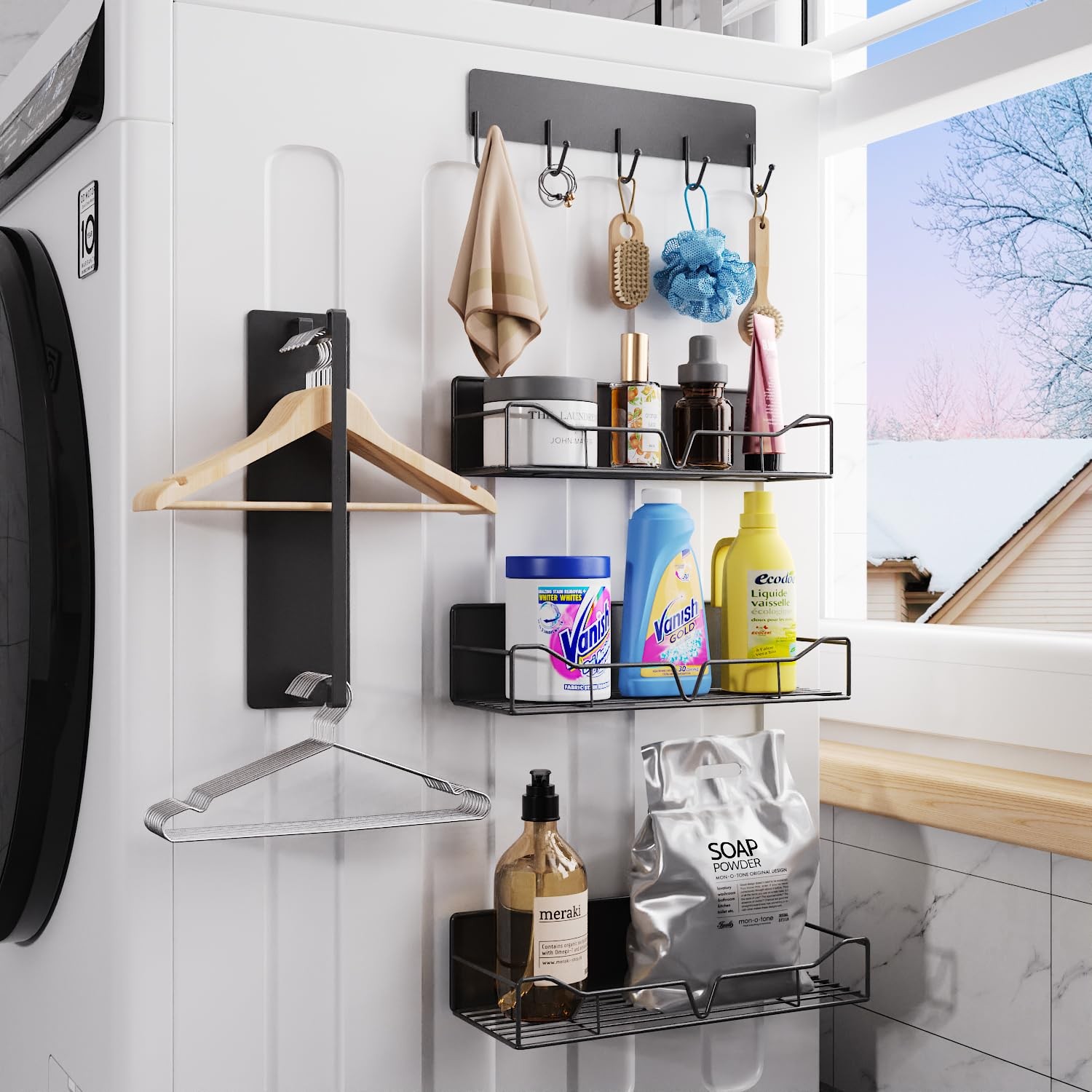 Magnetic Shelves for Washing Machine, 5 Pack Heavy Duty Laundry Shelf Organiz...