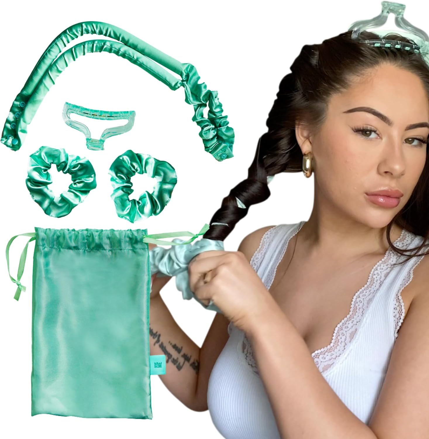 Cosmetics Heatless Curlers, Satin Hair Curler, No Heat Curls, Includes Scrunchie
