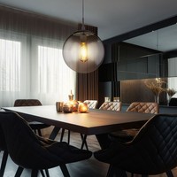 Pendelleuchte HäNgelampe Esstischleuchte Glas Kugel Rauch 1 Flammig H 120 Cm