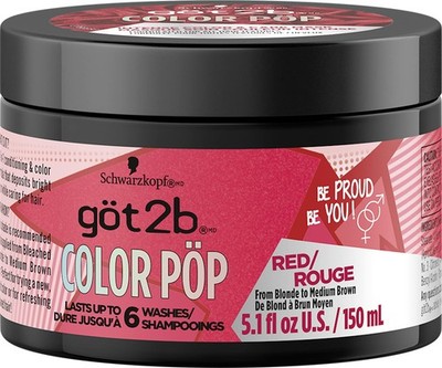 Got2B Color Pop Semi-Permanent Hair Color Mask, Red, 5.1 oz
