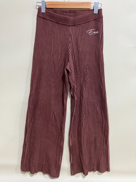 Exie Brown Ribbed Wide Leg Flared Pants Size S Casual Retro Lounge