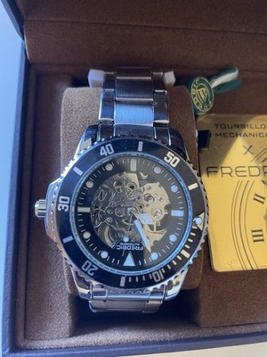 FREDRIC Tourbillon Mechanical Herrenuhr Automatik Skelett Edelstahl Box