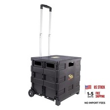 Quik Cart Collapsible Rolling Crate on Wheels for Teachers Tote Black Standard