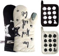 Ofenhandschuhe Topflappen Set Baumwolle Katzenliebhaber HitzebestäNdig 4Er Set