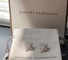 David Yurman Starburst Stud Earrings Sterling Silver with Diamonds, 19mm