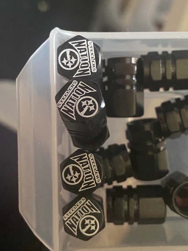 Pittsburgh Steelers Wheel Tire Valve Stem cap Covers 4 Pc set