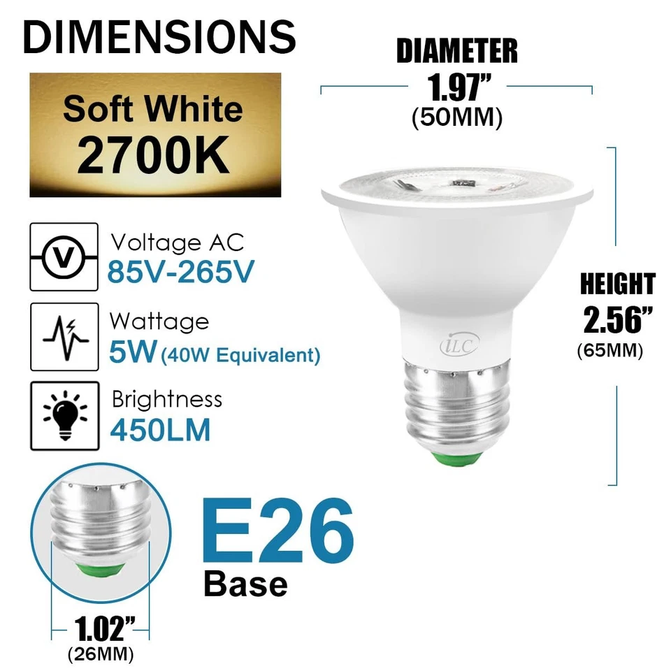 Par16 LED Light Bulbs 40 Watt Equivalent Color Changing E26 Screw Beam Angel ... - Image 3 of 4
