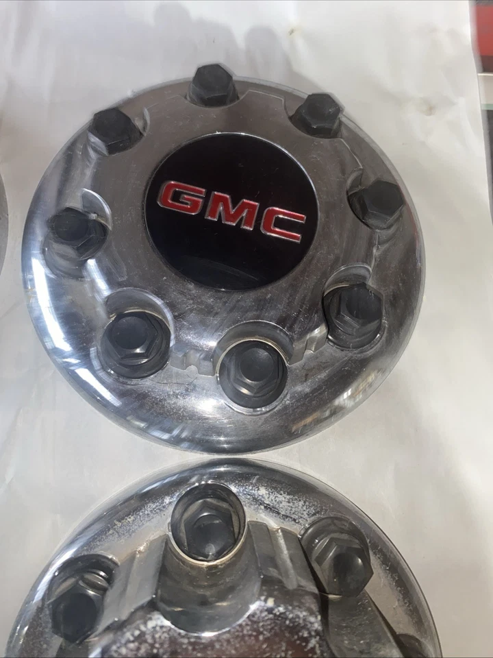 Juego doble de tapas centrales cromadas 15053705 OEM 99-23 GMC Sierra Savana 3500 4500 Foto 3 de 4