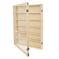 6-Tier Wall Mounted Cabinet Display Shelf Model Collection Storage Rack W/ Door