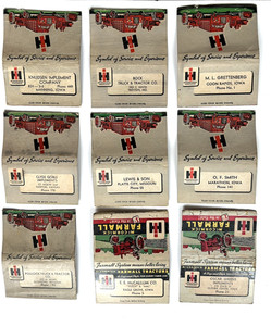 9 Matchbook Covers International Harvester McCormick Farmall - Different Dealers