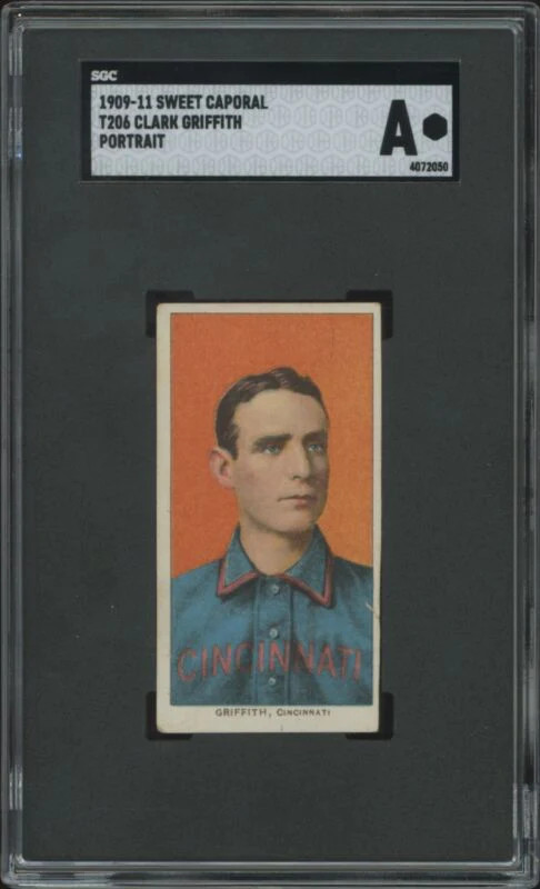 1909 T206 CLARK GRIFFITH VG PORTRAIT SWEET CAPORAL 350 SGC A CINCINNATI REDS