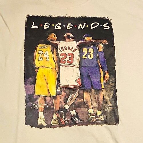 Vintage 90s Y2k Era Gildan Men's Legends Basketball Graphic Tee Shirt White XL