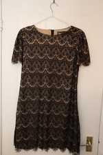Elegant Black Lace Overlay Dress - Size UK 12