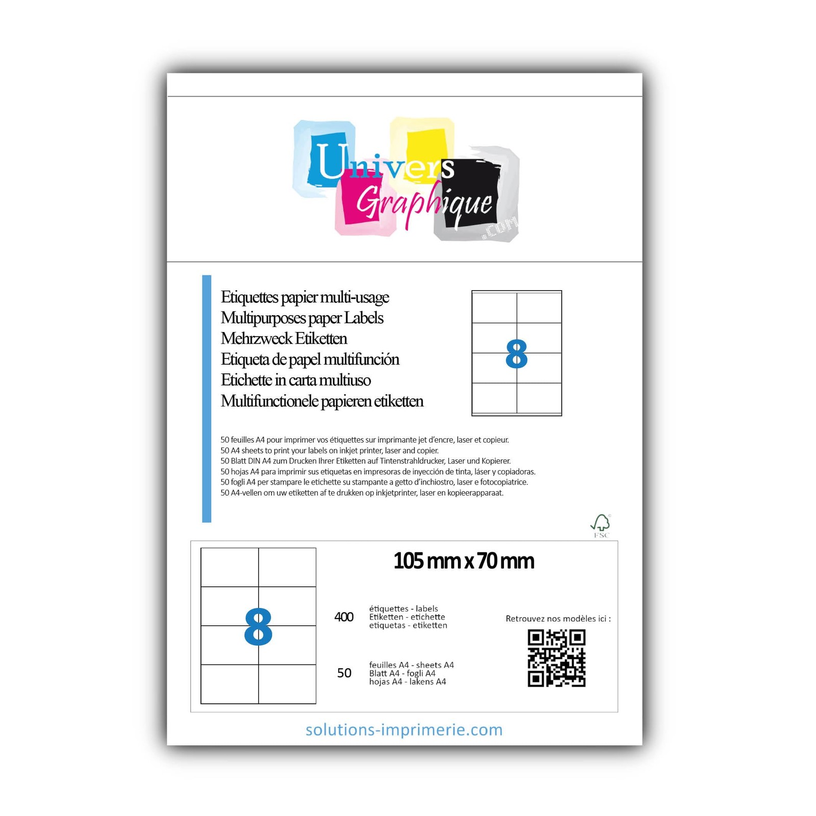 400 Étiquettes autocollantes 105x70 pour publipostage et colis postal
