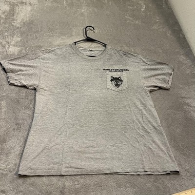 Harley-Davidson Shirt Mens XL Gray Wolf Pocket Outpost Pueblo Colorado Eagle