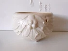 1930s McCoy Pottery Hanging Basket Planter Leaves & Berries Matte White Footed