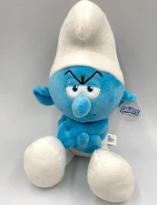 Large Grouchy Smurf 13 inch Smurfs Plush Toy Bean Bag Doll New With Tag