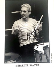 Rolling Stones Charlie Watts Signed Autographed 8x10 Drums Photo 2004 ACOA