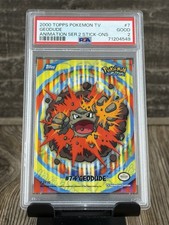 Pokemon Geodude Topps Series 2 Stick-Ons Trading Card PSA 2