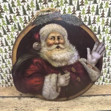 Santa Wood Sign 8”W 8” H