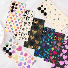 Tough TPU Case For Samsung Galaxy A36 A15 S24 FE S25 S26 Heart Print Phone Cover