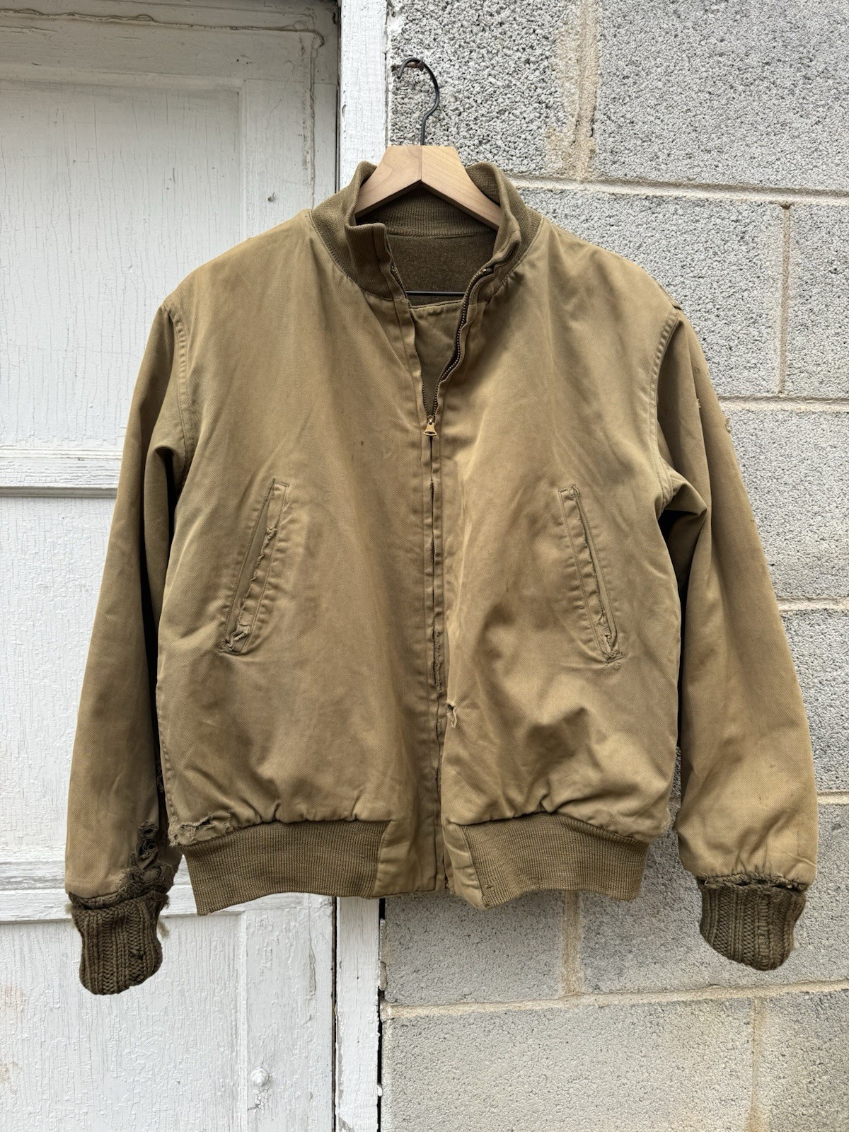 Vintage Original WWII Tanker Jacket 1940s Theater Made Cuffs