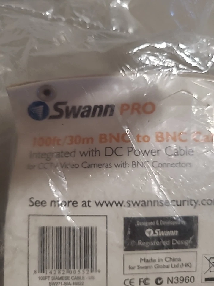 NEW SWANN PRO 100FT/30M BNC to BNC CCTV VIDEO CAMERA CABLE SW271-S1A-16022 *NEW* - Image 3 of 4
