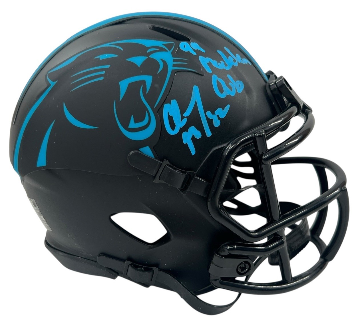 Christian McCaffrey Autographed Signed Carolina Panthers Eclipse Mini Helmet w/ "99 Madden Club" BAS Witnessed 