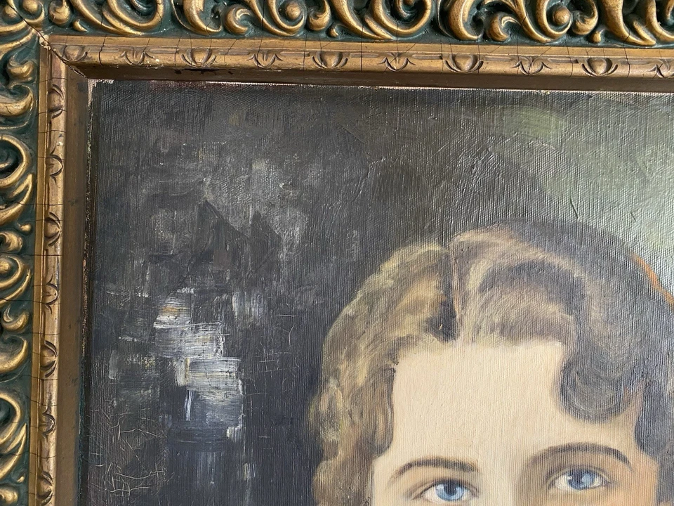 Antigua pintura retrato de mujer Foto 4 de 4