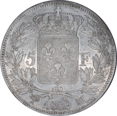 5 francs Charles X 1829 MA (Marseille) 24,91g F311/36 Argent TTB - Photo 1/2