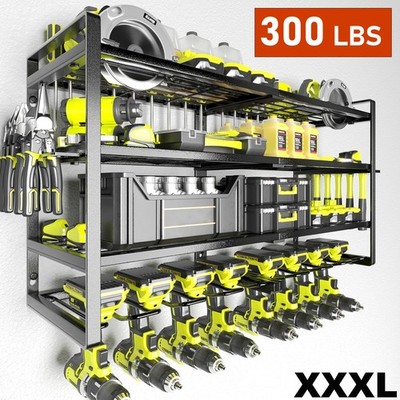 XXXL 8 Drill Power Tool Organizer Storage Rack Cordless Tool Rack Holder 4 Layer