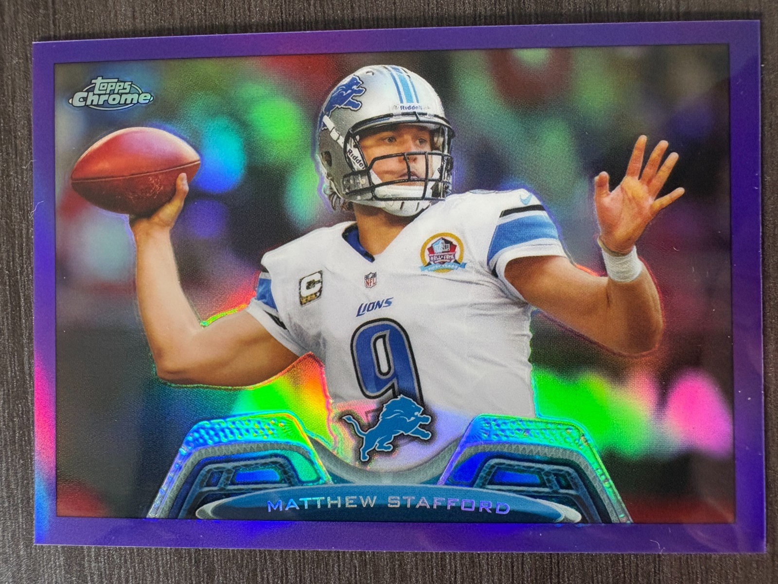 2013 Topps Chrome Matthew Stafford #140 Purple Refractor serial /499