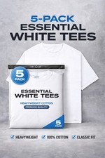 Men's Heavyweight 100 Cotton White Crew Neck Tee 5-Pack Classic Fit XL