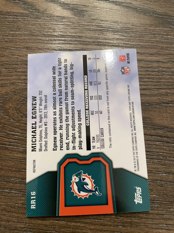 2012 Topps Chrome #RR16 Michael Egnew Rookie Relics Refractors #/150 - Image 2 of 2