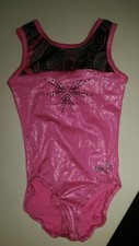 Girls Dreamlight Dance leotard 4 5 6 EUC pink black sparkly