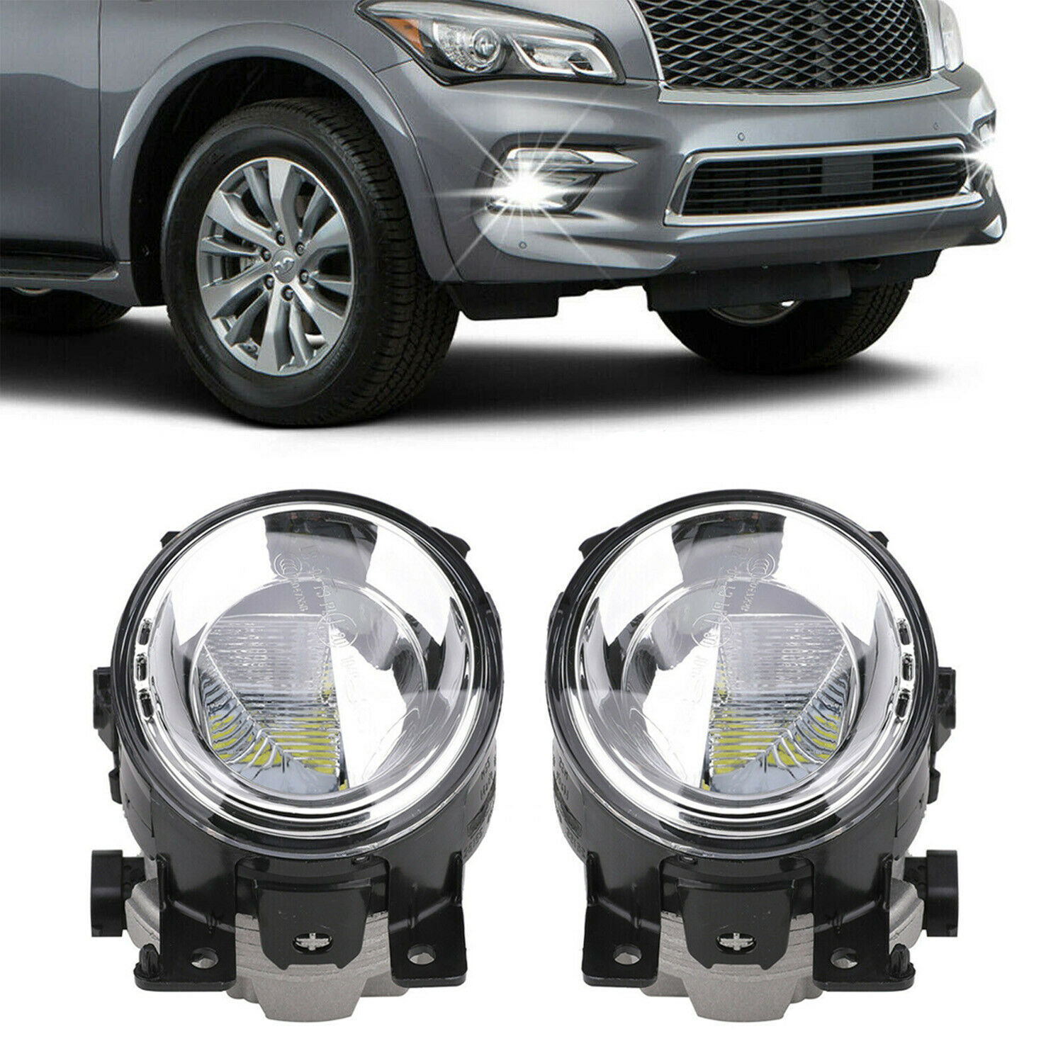Front Bumper LED Fog Light Lamp LH&RH Pair For 20152020 Infiniti Q50